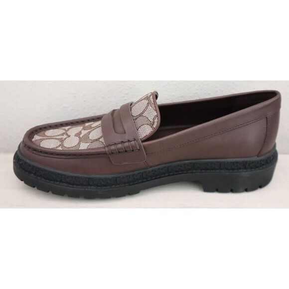 Coach CC833 Men's Sz 8D Brown Signature Jacquard Leather Brooks Loafers - Picture 7 of 13
